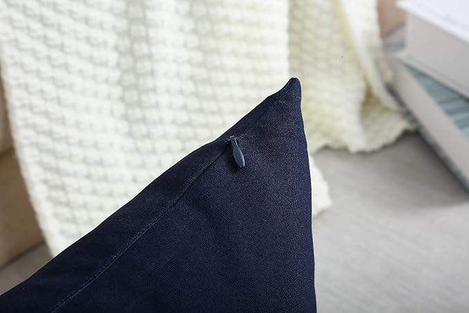 TangDepot 100% Cotton Solid Throw Pillow Cover 12x12 Dark Navy | 100% cotton, same-color zip, machine wash & air dry. For living room, bedroom, office, car. 42 colors, 22 sizes. Cover only.