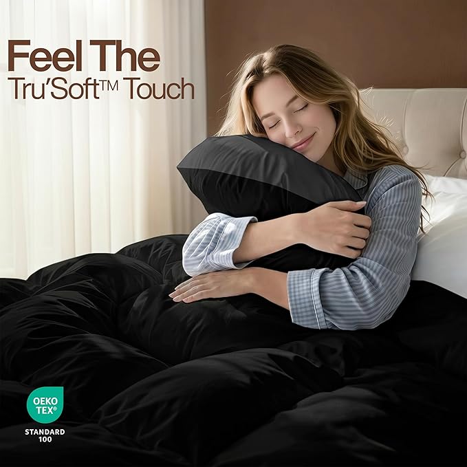 Utopia Bedding Twin Comforter Duvet Insert, Reversible Black/Grey Quilted Comforter with Corner Tabs, Box Stitched Down Alternative Comforters Twin Size 64 x 88 inches