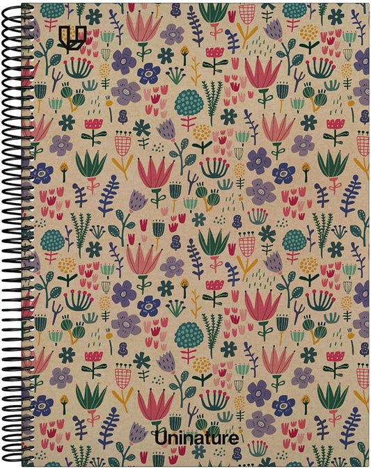 Unipapel – Recycled Notebook A4 Hardcover, 4x4 Squares, Cardboard and Kraft Paper 100% Recycled, 80 Sheets 90 g, Uninature Design Holland, FSC Recycled 100%, Perfect School and Office Supplies
