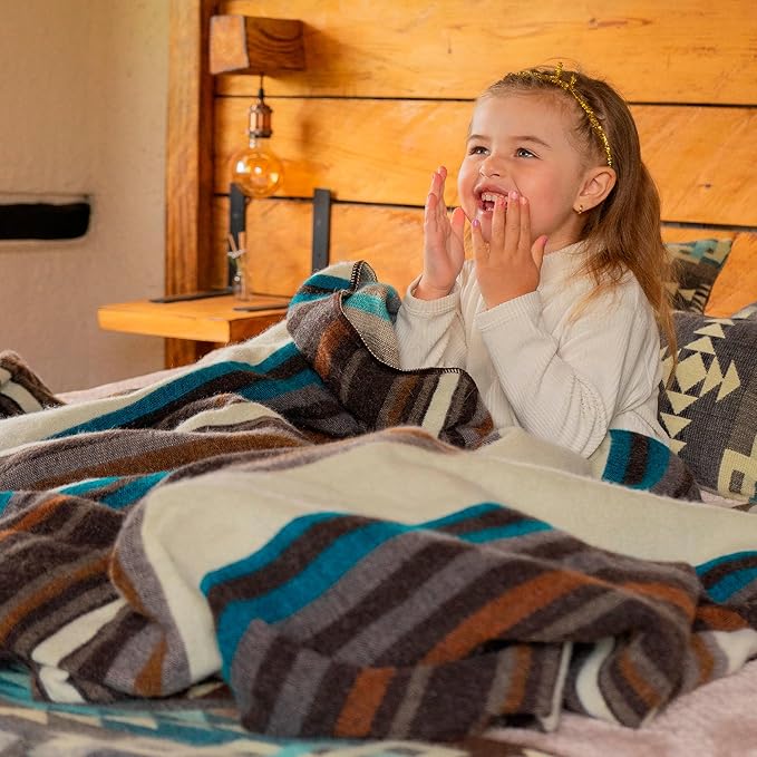 Alpaca Blanket - Premium Alpaca Wool Throw Blanket for Cozy Comfort - Warm Alpaca Wool Blanket - Variegated - Made by Artisans in The Heart of The Mountains of Ecuador