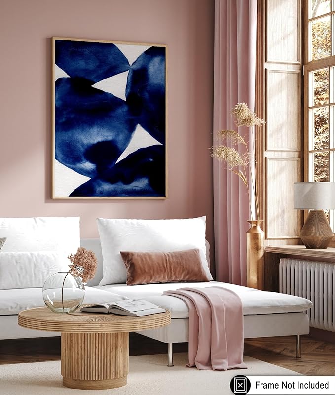 Monem Art Indigo Abstract Watercolor Painting Print - Minimalist Modern Art Poster - Wall Decor for Living Room, Bedroom or Office - 8x10 Unframed Wall Art by Mareike Bohmer