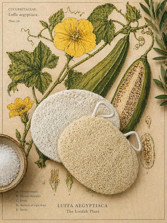 Natural Loofah Sponge 2 Pack, 100% Real Luffa Body Scrubber for Shower, Exfoliating Bath Sponge for Face & Body, Egyptian Loofah for Men and Women, Biodegradable, Oval Shape, Personal Care Bath Tool
