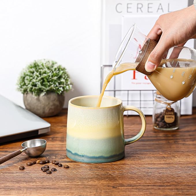 Large Ceramic Coffee Mugs, 20 oz Handmade Pottery Mug, Big Tea Cups with Handle for Office and Home, Dishwasher and Microwave Safe (Grayish Blue)