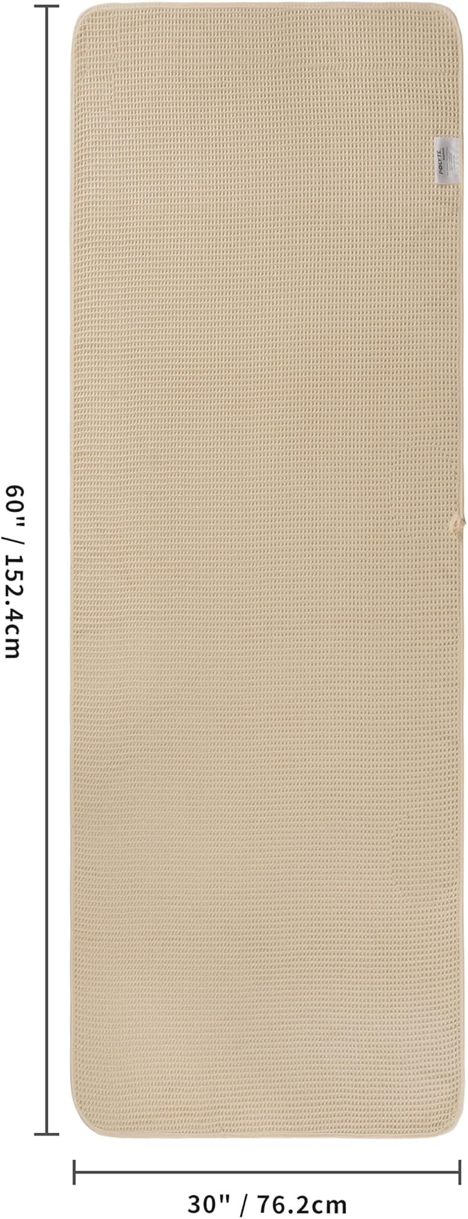 POLYTE 380 GSM Microfiber Oversize Quick Dry Lint Free Waffle Bath Towel for Body, 60 x 30 in, Set of 2