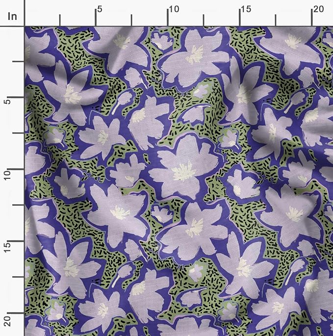 Soimoi Heavyweight Cotton Canvas Fabric Material - 56 Inch Wide, Purple - Floral Print, Ideal for Making Durable Tote Bags, Backpacks, Jackets, Upholstery, Cushions, Outdoor Furniture Covers, 1 Yard