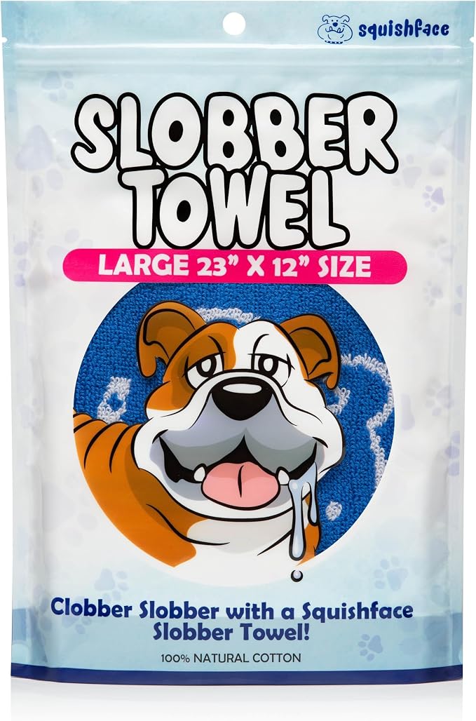 Squishface Slobber Towel – 100% Cotton Dog Drool Towel 23x12