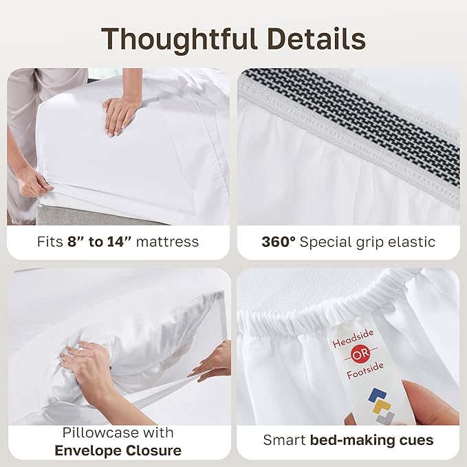 California Design Den Twin XL Sheets Set - Soft 100% Organic Cotton Sheets with Deep Pockets, Crisp Percale, Breathable and Durable Bedding Set for Dorms, Hospitals - White