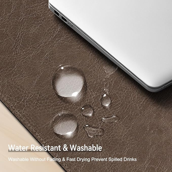 Imitation Crazy Horse Leather Desk Mat - Waterproof Desk Pad - Ideal for Large Mouse Pad and Desk Mats on Top of Desks (Chestnut+Chestnut, 33"*13")