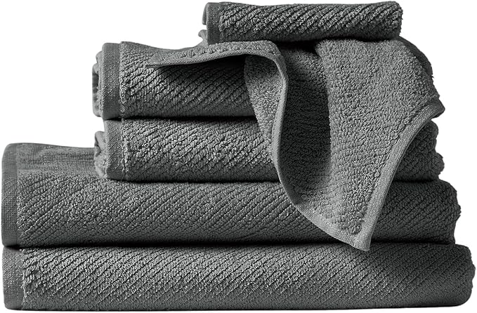 Coyuchi Air Weight Organic Wash Cloth, 6 Piece Set, Shadow