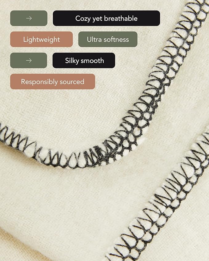 UnHide Knit Alpaca Blanket - 60" x 80" Ultra-Soft & Lightweight Throw - Made with Alpaca & Merino Wool - Sustainable & Ethically Sourced - Snow White