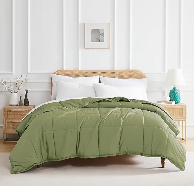 Southshore Fine Living, Inc. Twin Comforters, Oversized Bedding, Down-Alternative Sage Green Comforter Twin Size, Fluffy Comforter, Easy Care, Pet Hair Resistant Bedding, Sage Green Comforters