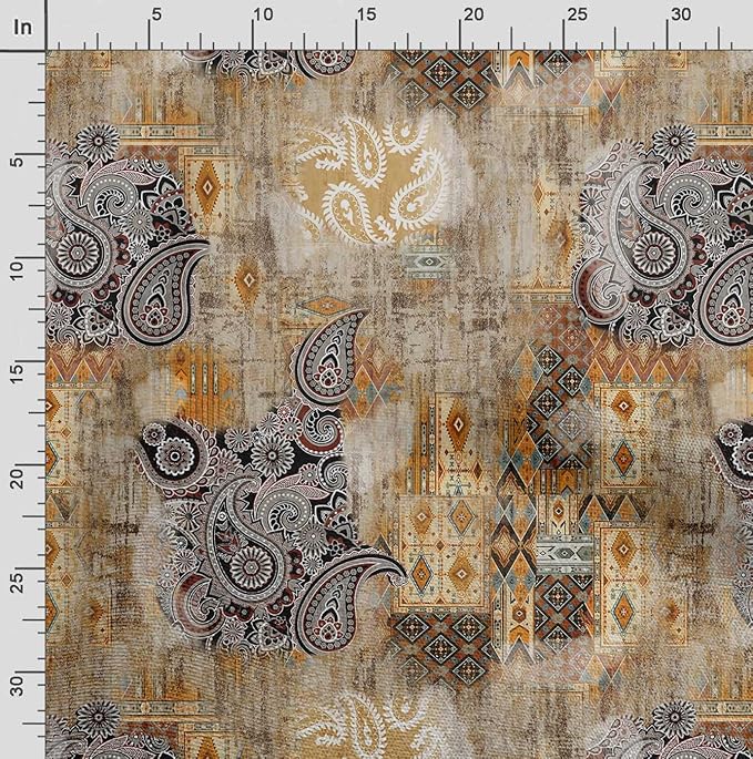 Soimoi Luxurious 58" Wide Orange - Asian Printed, Cotton Jersey Fabric - Perfect Material for Clothing, Home Decor, Craft Projects, 1 Yard