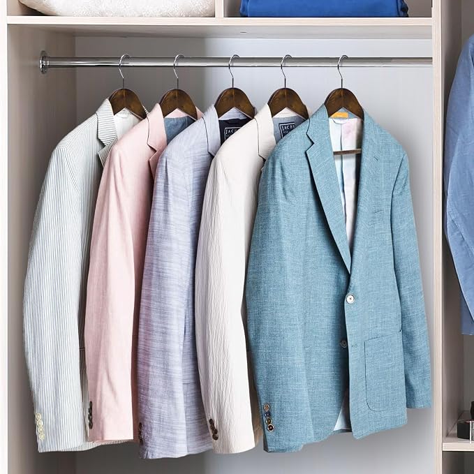 JS Hanger Wooden Coat Hangers, 20 Pack High Grade Wood Suit Hangers with Non Slip Pant Bar - Extra Smooth and Splinter Free Retro Finish Wooden Suit Hangers for Closet Organization