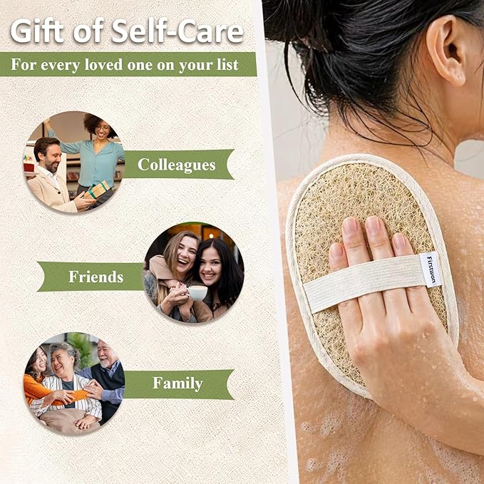 Premium Egyptian Natural Loofah Sponge 100% Plant-Based Exfoliating Body Scrubber Dye-Free Biodegradable Shower Pouf Deep Cleansing for Body Back and Face, Women & Men (2 Pack)