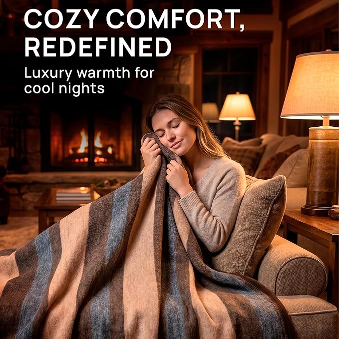 Desert Breeze Distributing Alpaca & Merino Sheep Wool Blanket Queen Size, 100% Wool Bed Blanket, Heavyweight Warm Winter Blanket for Extreme Cold, Woven in Peru, Earth Tones