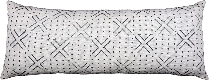 Trade Star Bedding Pillow Case Handmade Mudcloth Decorative Lumbar Cushion Case 100% Cotton Pillow Cover Beautiful Farmhouse Geometric Throw Cushion Case for Living Room (Ivory NOVA) 14X36 INCHES