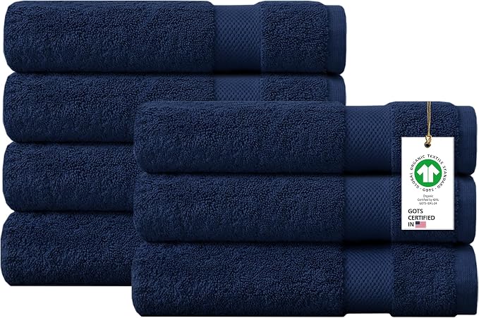100% Organic Cotton Towels 650 GSM Plush Feather Touch Quick Dry Bath Towel, Pack of 7 GOTS Certified, Oeko-Tex Green Certified, Organic Cotton Bath Towel, 30"X58"