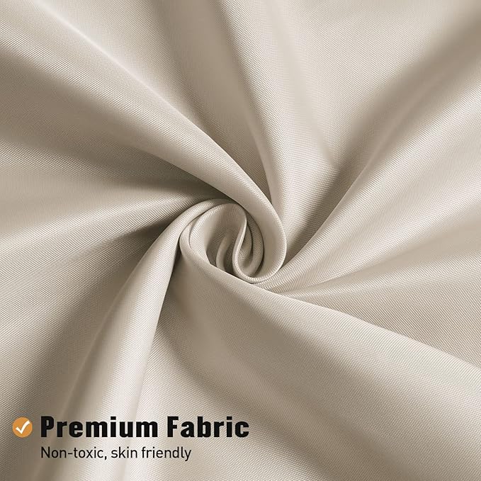 MitoVilla Long Fabric Shower Curtain Liner, Soft & Lightweight Cream Shower Curtain Liner for Hotel, Machine Washable, Waterproof, 72x78 Inch, Beige