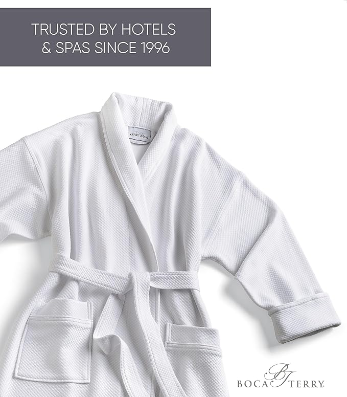 Boca Terry Mens Soft Waffle Knit Robe - Long Spa, Resort & Hotel Bathrobe for Men - Luxury Bath Robe