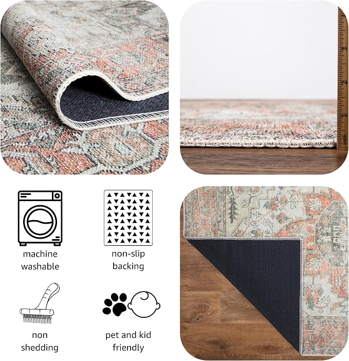 Keen Home Design 24"x36" Rug - Machine Washable Entry Rug with Non-Slip Backing, Ideal for Enteryway, Kitchen, Bathroom, Laundry Room - Vintage, Easy Clean, Durable, Low Pile - (2' x 3')