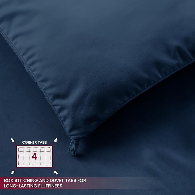 LUX Décor Twin Comforter – 92x68 Ultra-Soft Down Alternative Duvet Insert with Corner Tabs & Box Stitching, Hotel Quality Plush Hypoallergenic Microfiber, Oeko-TEX Certified – Navy Blue