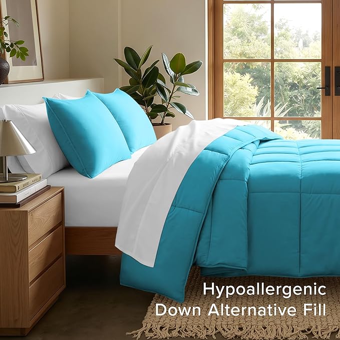 Bare Home Comforter Set - Twin/Twin Extra Long Size - Ultra-Soft - Goose Down Alternative - Premium 1800 Series - All Season Warmth (Twin/Twin XL, Aqua)