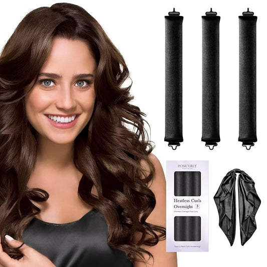 Heatless Hair Curler Overnight Curls-3 Pcs No Heat Curling Blowout Rod to Sleep In,Hair Rollers with Satin Scarf