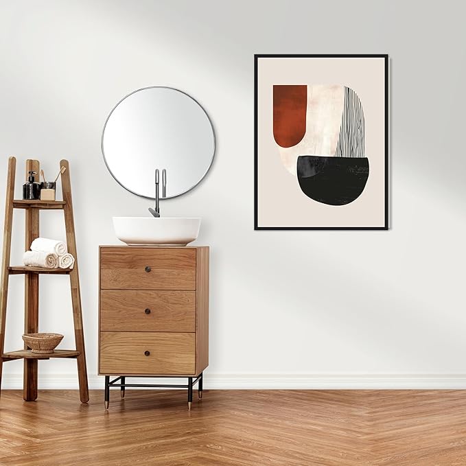 Moonow7 Modern Abstract Neutral Boho Geometric Print, Minimalist Wall Art in Earthy Warm Colors for Living Room, Bedroom, Hallway, and Entryway, Small Poster, Unframed Size A4 8x12” / 21x29.7 cm