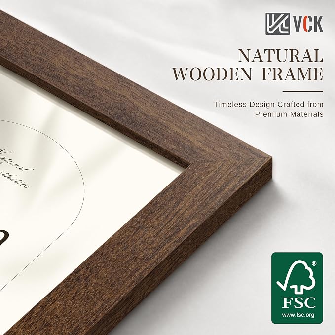 VCK 20x30 Poster Frame 3 Pack - Brown Solid Wood Picture Frames, Exclusive Wood Grain Picture Frames, Wall Hanging