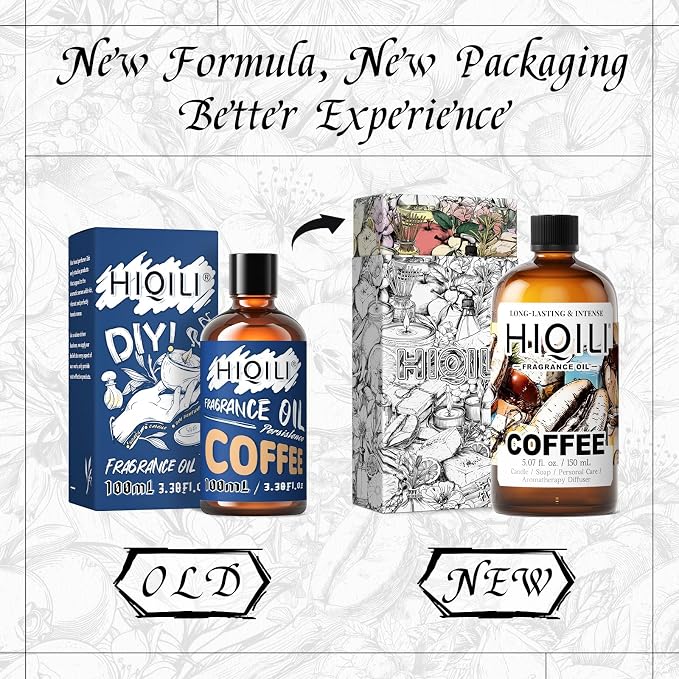 HIQILI Coffee Fragrance Oil for Candle Making & Diffusers Use - 5.07 Fl Oz | for Scent Humidifier, Perfect for Soap, Body Scrubs & Perfume Making, New Car & Home - 150 ML