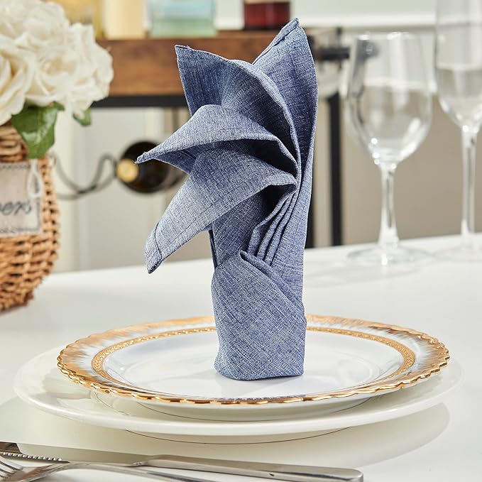 Mebakuk Cloth Napkins Set of 12, Premium 17 x 17 Inch Solid Washable Linen Style Napkins, Soft Table Napkin for Wedding Party Restaurant Dinner Parties