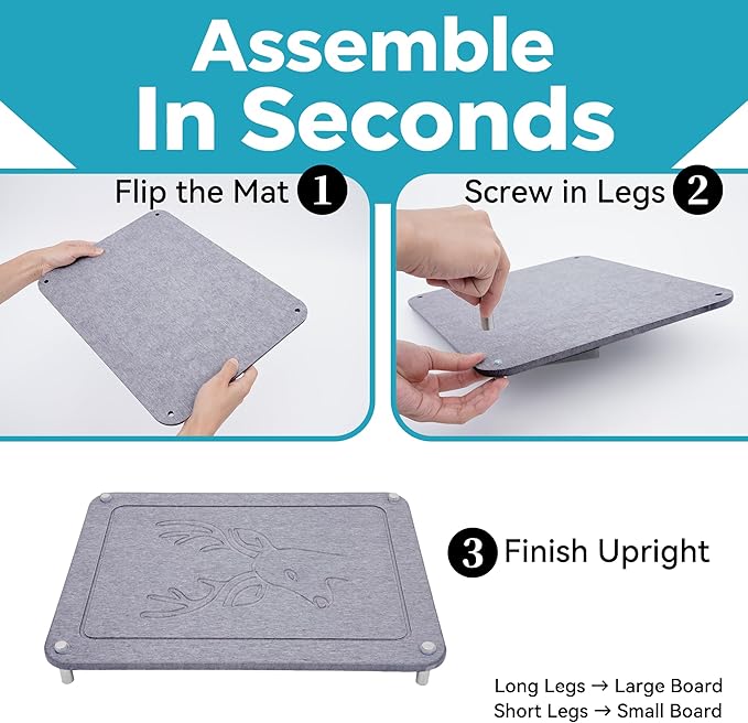 Nested Dish Drying Stone Mat | 2 Pcs Diatomaceous Earth Stone Drying Mats for Kitchen Counter with Non-Slip Feet | Collapsible Large Drying Stone for Dishes - Dark Gray