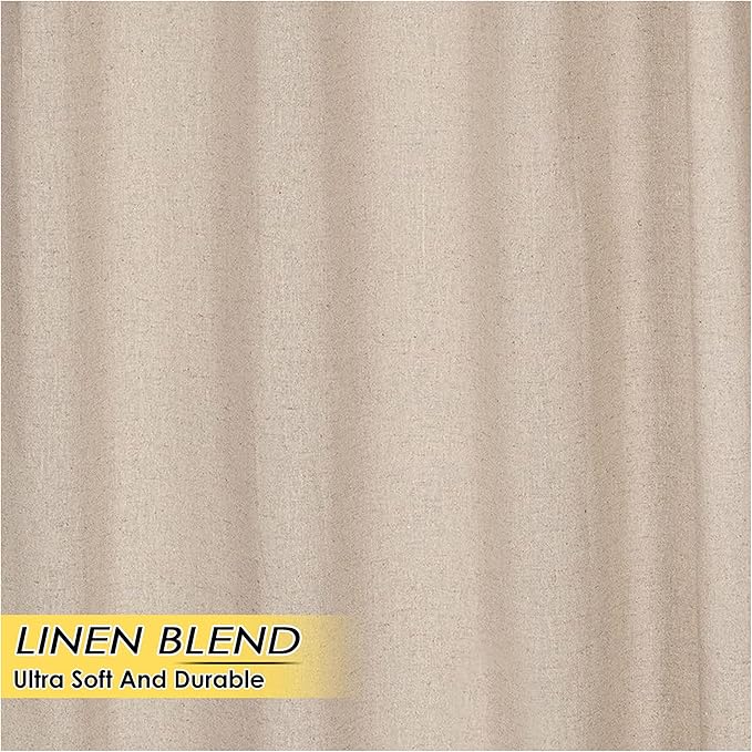 HOMIDATE Natural Linen Curtain Panels 108 Inch for Living Room & Bedroom - Set of 2, 50x108 Flax Linen Drapes, Lightweight Cotton Linen Curtains