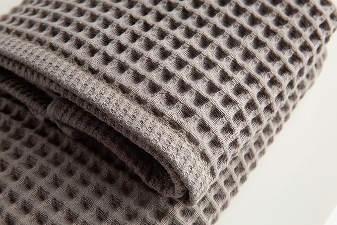 Waffle Cotton Bath Towels-100% Turkish Cotton, Quick Dry, Ultra Soft, Premium Absorbent, Weave Design, Fast Drying-2 Pieces Bath Towel Set (1 Large Bath Towel and 1 Hand Towel) (Anthracite)