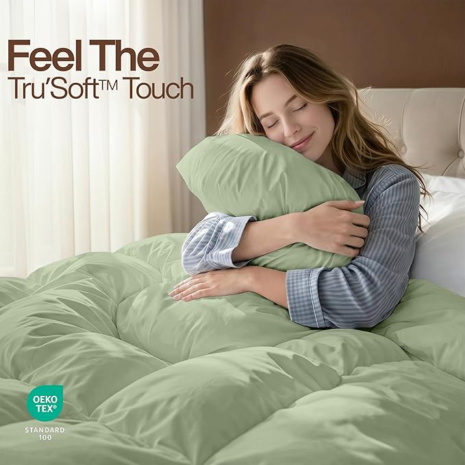 Utopia Bedding Twin Comforter Duvet Insert, Quilted Sage Green Comforter with Corner Tabs, Box Stitched Down Alternative Comforters Twin Size 64 x 88 inches