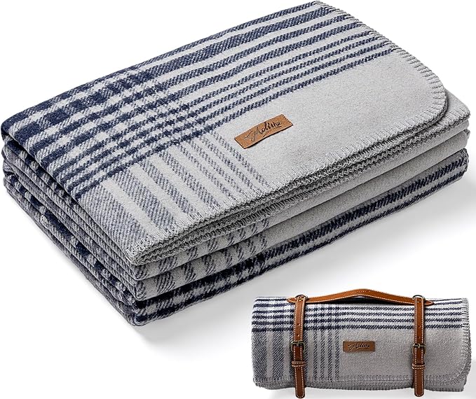 Molithe 100% Wool Blanket, 62" x 86", Warm, Thick, Washable, Military | Great for Camping, Outdoors, Sporting Events, Survival Kits CloudGray