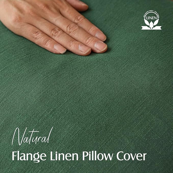 Foindtower Set of 2, Decorative Linen Soild Throw Pillow Covers Soft Accent Euro Cushion Case Farmhouse Neutral Pillowcase for Chair Couch Sofa Bedroom Living Room Home Decor 20 x 20 Inch Pine Green