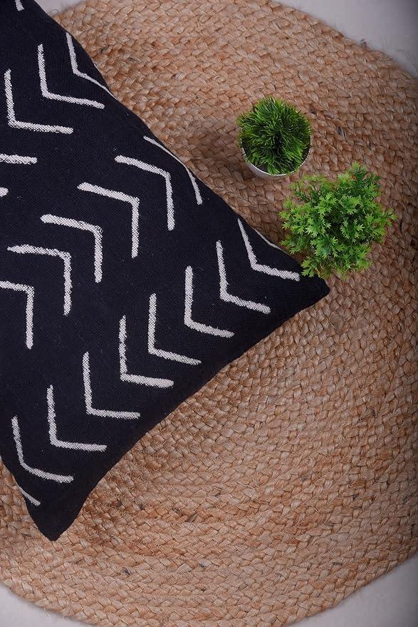 Trade Star Mudcloth Cushion Cover 100% Cotton Pillow Cover for Couch Throw Pillow Case Black for Bedroom Decorative Luxurious Living Room Pillow Case Home Decor Designer Handcrafted Fall Decor Case