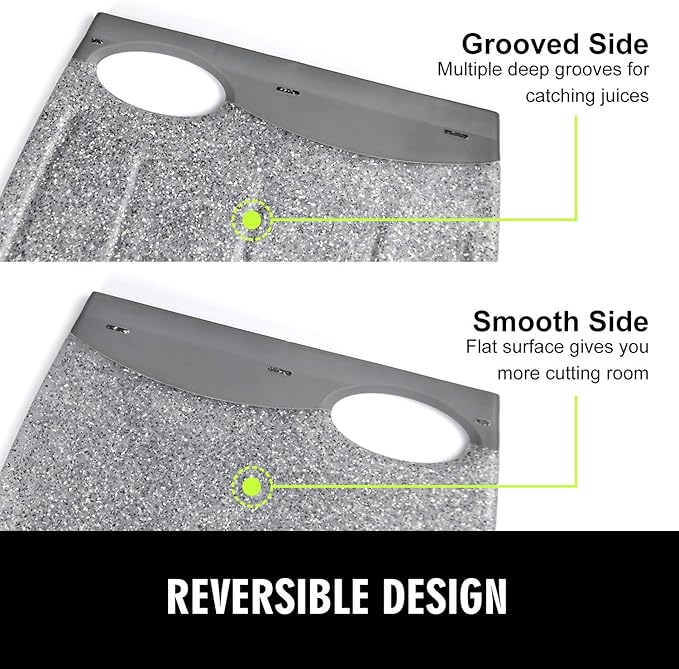 Kitchen Cutting Board 2 Pack Set with Multiple Juice Grooves! Non-Slip Plastic Cutting Board with Easy Grip Handle, BPA Free, Non-Porous, Dishwasher Safe (S + L)