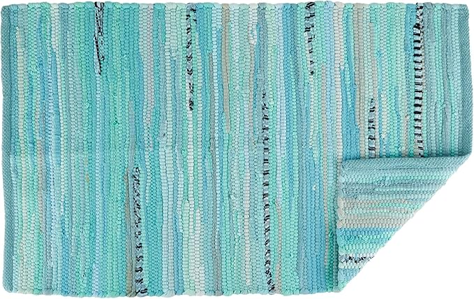 DII Chindi Home Collection Handwoven Multicolor Area Rag Rug, 20x31.5, Aqua