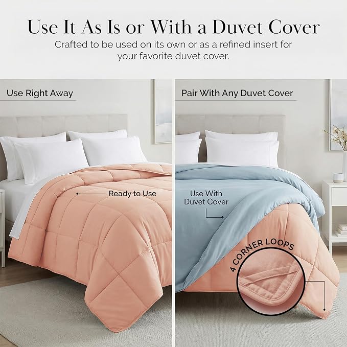 Southshore Fine Living, Inc. Pink Comforter, Twin Size Bedding Comforters, Cozy, Down Alternative Fluffy Comforter, Machine Washable Twin XL Comforters, Pet Hair Resistant Bedding, Blush