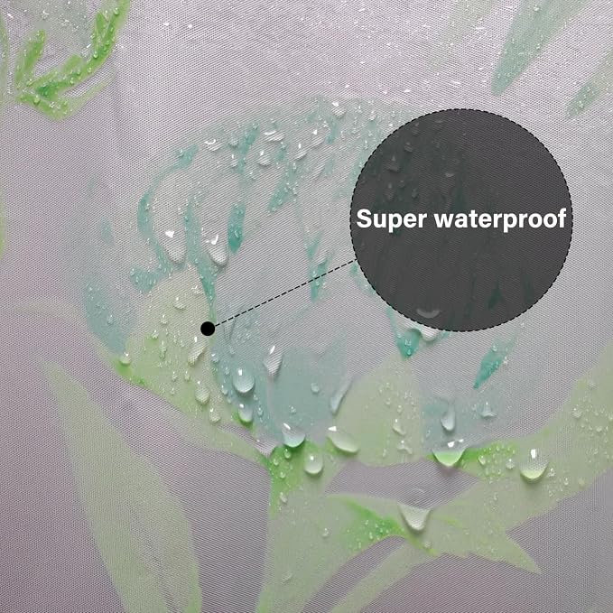 Plastic Shower Liner - Premium EVA 6G Shower Curtain Liner with Rustproof Grommets and 3 Weighted Magnets, Waterproof Shower Curtains for Bathroom (Green Daisy, 72" x 72")