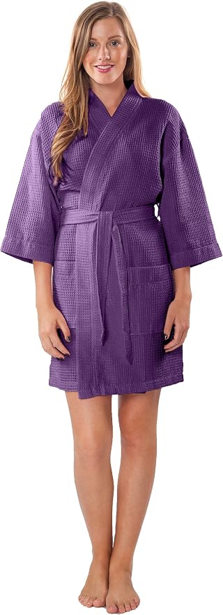 Turquaz Lightweight Short Robes For Women Waffle Kimono Bathrobe - Soft, Fast-Drying, Long-Lasting Cotton Blend