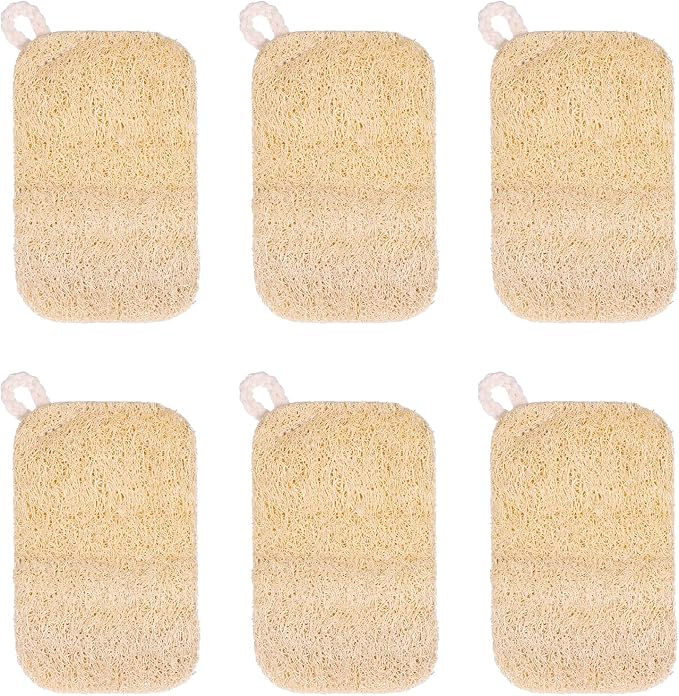 6 PCS Loofah Sponge for Dishes, Loofah Dish Sponge for Kitchen, Compostable Natural Sponges for Dishes