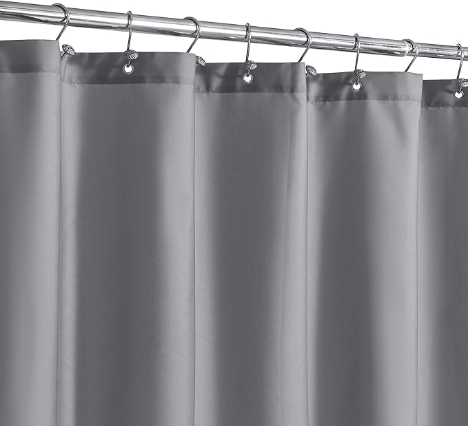N&Y HOME Fabric Shower Curtain or Liner Extra Long 72 x 84 Inches - Hotel Quality, Machine Washable - Gray, 72x84