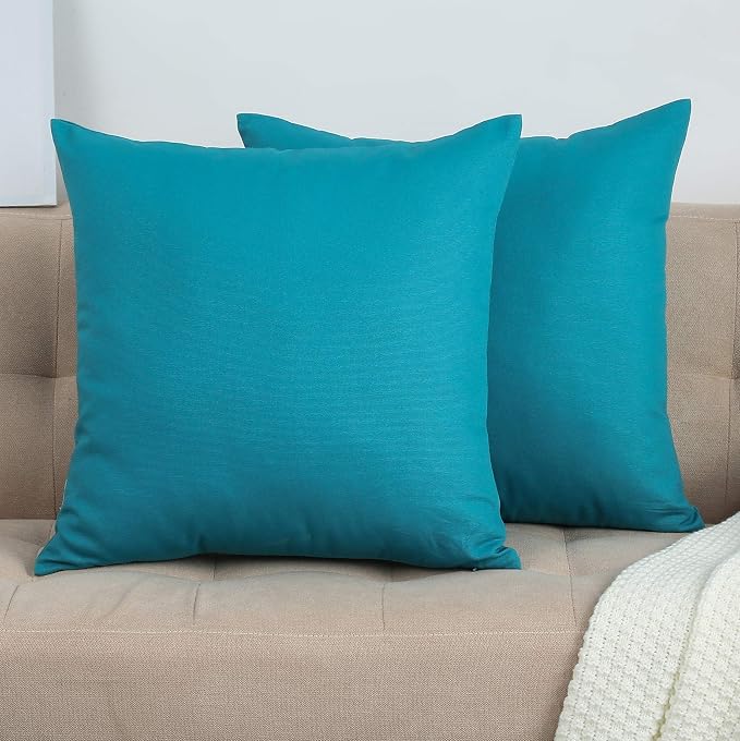 TangDepot Cotton Solid Throw Pillow Covers, 22" x 22" , Blue Ashes, 1 Count (Pack of 1) | 100% cotton, same-color zip, machine wash & air dry. For living room, bedroom, office, car. 42 colors, 306 sizes. Cover only.