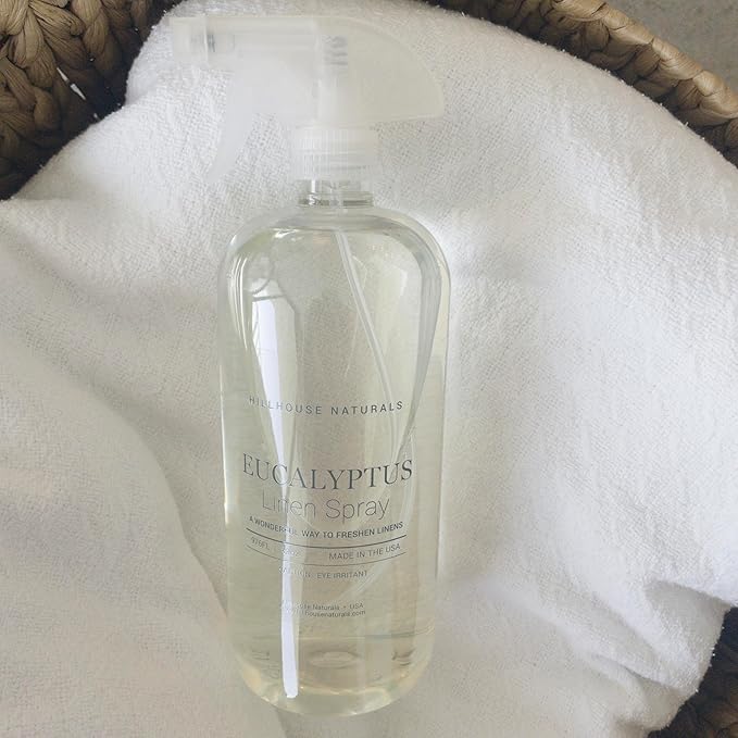 Hillhouse Naturals - Linen Spray - Aromatherapy Spray for Relaxation & Sleep - Refresh Bedding, Curtains & More - With Spearmint, Eucalyptus & Rosemary - Made in the USA - Eucalyptus Scent - 1 L