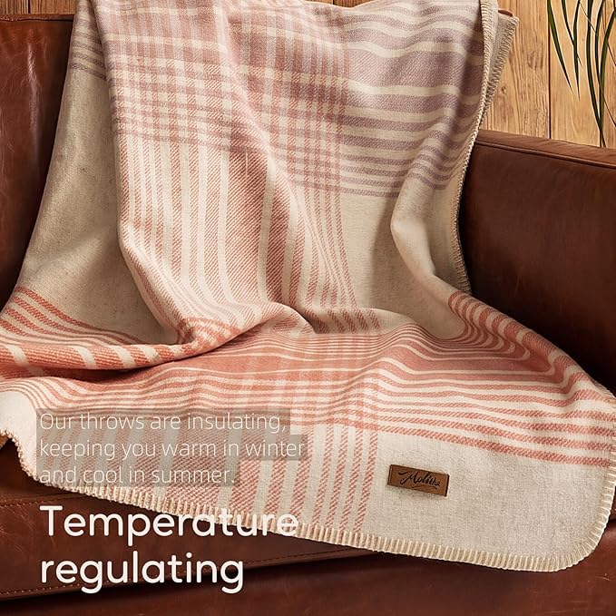 Molithe 100% Wool Blanket, 62" x 86", Warm, Thick, Washable, Military | Great for Camping, Outdoors, Sporting Events, Survival Kits VelvetPink