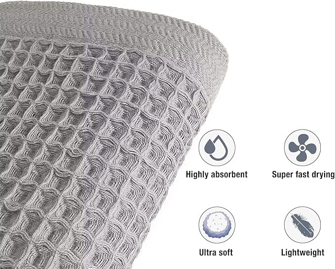 K-25 Waffle Towels for Bathroom, 100% Cotton Quick Dry Towel, Lightweight, Soft K25 Towel (Bath Towel, Frost Gray)