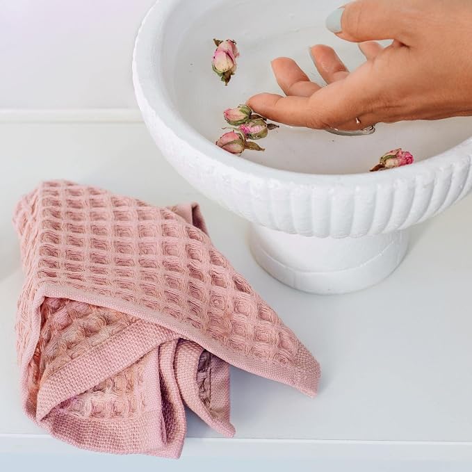 sea me at home Waffle Washcloths Set, 100% Turkish Cotton (Mixed)